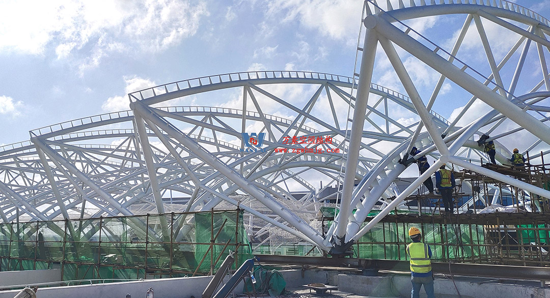 工程進度全速推進,PTFE膜材張拉在即! 工程進度全速推進,PTFE膜材張拉在即!